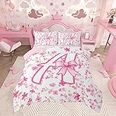 Feelyou Girls Cute Pink Bowknot Comforter Set Coquette Bow Bedding Set Twin Size for Kids Girls Personalized Letter A Room Decor Duvet Quilt