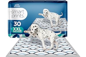 Pet Life Unlimited Smart Prints Extra Extra Large Puppy Pads – 30" x 36", 30 Count (XXL) | Stylish Dog Training Pads with Odor Controlling Wetness-Activated Sweet Bluegrass Scent | USA Made