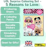 Alligator LOL Surprise Colouring Set 8 Sheets 6 Pencils Reusable Stickers Kids view 2