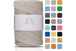 Makromecity, Cotton Macrame Cord 2mm x 195 Yards (590 feet) 2mm Recycled Cotton Crochet Yarn for Macrame Art & Crafts for Wall Hangings, Bags, Underplate, Rug (25 Colors Available) (Latte)