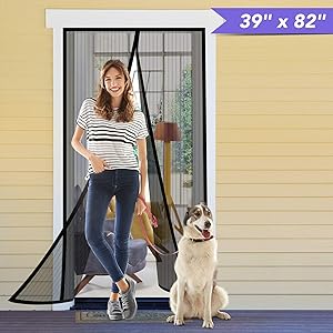 Titan Mall Magnetic Screen Door 39"W x 82"H with Super Tight Self Closing Magnetic Seal and Full Frame Hook & Loop Durable Polyester Mesh Curtain Door Net Screen with Magnet Black