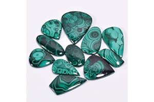 Gemkora Natural Malachite Gemstone Wholesale Cabochons Lot, Jewelry Making Loose Gemstone, Polished Decor Specimen, DIY, Wire Wrapping, Reiki, Wikka, Healing Crystals, Bulk Gemstone Deal (100 carats)