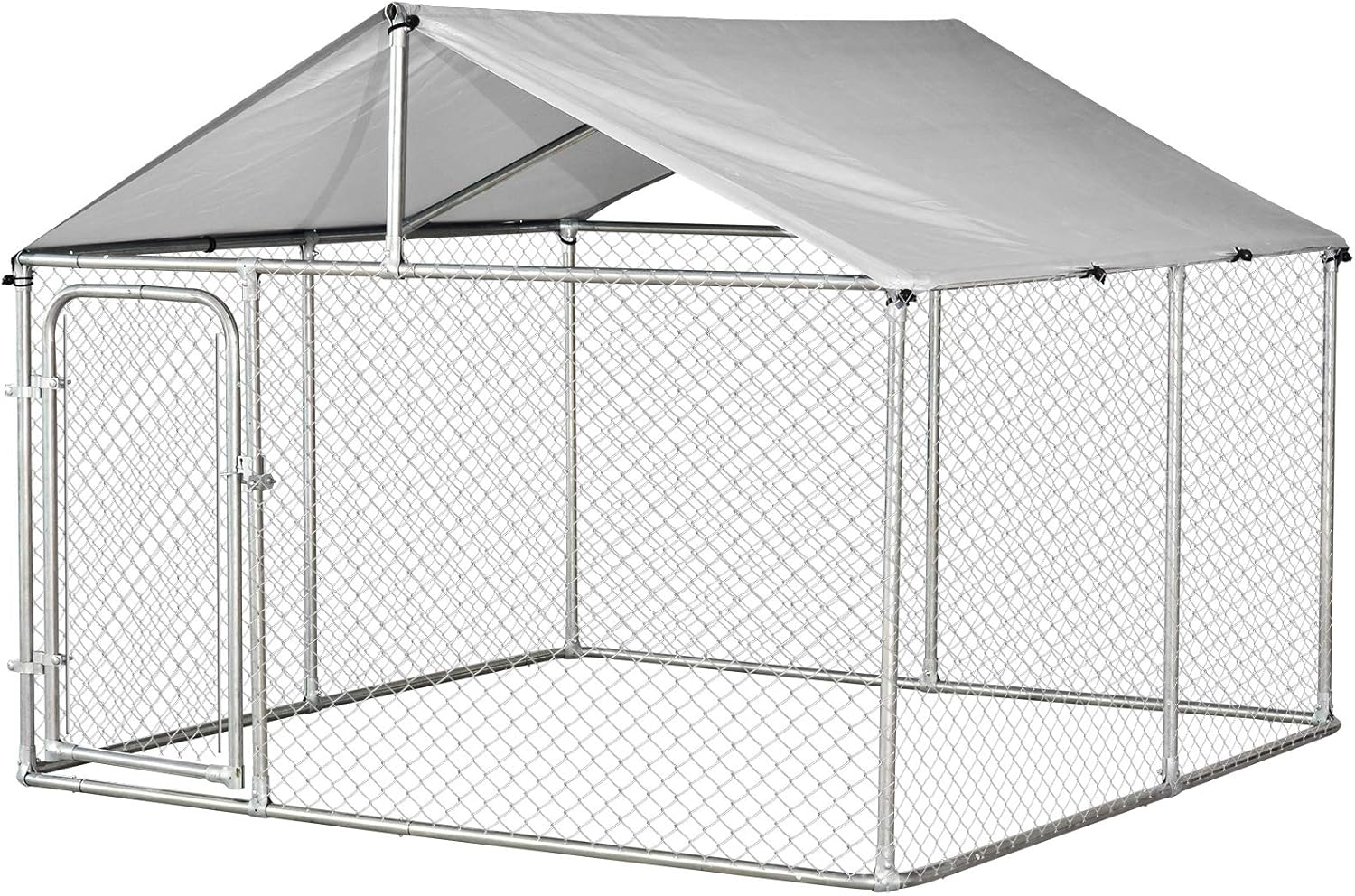 PawHut 7.5'Lx7.5'Wx5.6'H Large Outdoor Dog Kennel Playpen Galvanized