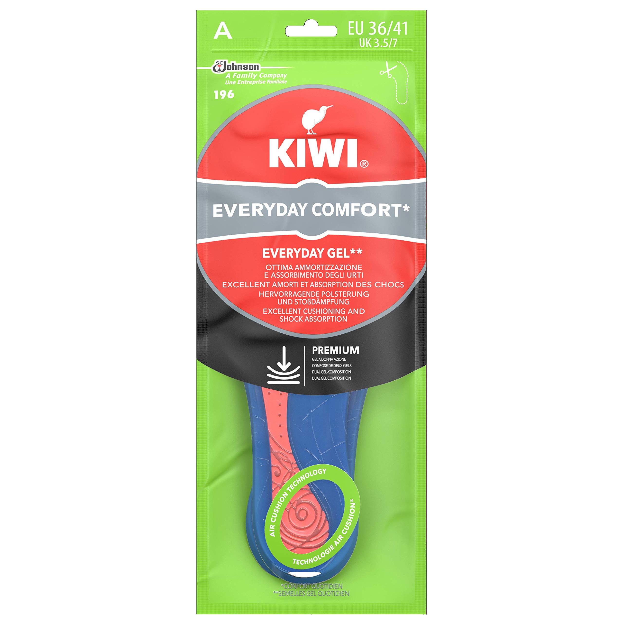 Kiwi Everyday Comfort, Everyday Gel Insoles, 3.5-7 UK Sizes, 1 Pair