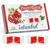 HazerBaba Turkish Delight Candy Pomegranate, 16 Oz (Pack of 1), Dulces | Lokum, Middle Eastern Sweets, Gluten Free Candy Variety Pack, Vegan Snack Box, Small Gift Box, Kosher Dessert, Halal Food