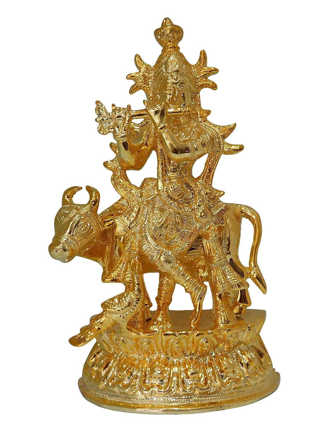 Buy Krishna Murti with Cow Brass Lord Krishna Standing with Cow Statue