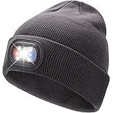 AOPREL Beanie with The Light, Unisex USB Rechargeable Headlamp Winter Knitted Cap for Men Dad Husband