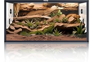 Phailozoo 120 Gallon Reptile Terrarium,48" x 24" x 24" Bearded Dragon Tank with Sliding Door Top Screen Ventilation, Front Op