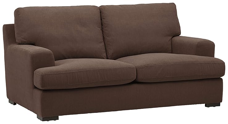 Amazon Stone & Beam Lauren Down-Filled Oversized Loveseat, Chocolate