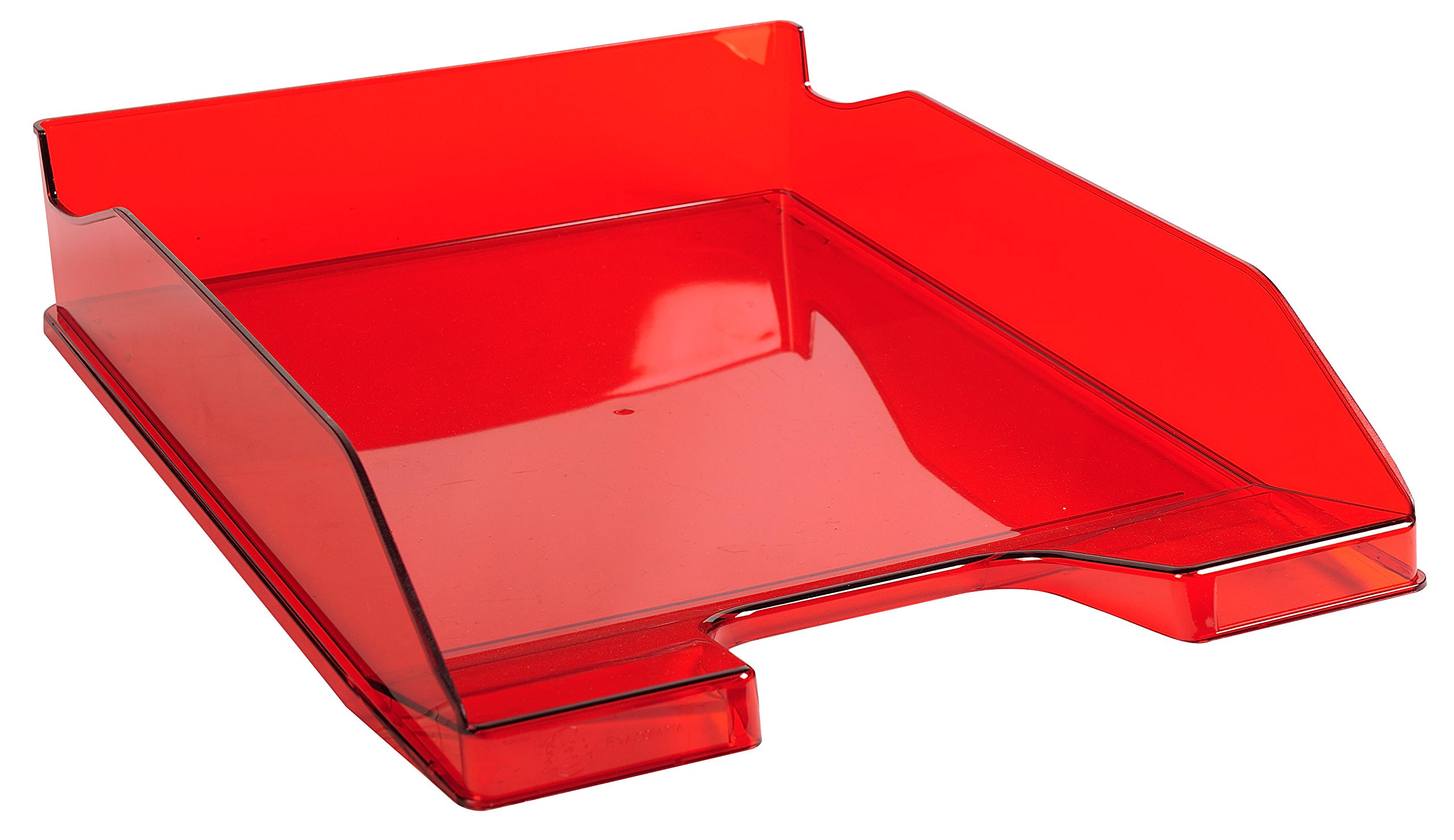 Exacompta - Ref 113224D - Linicolor Letter Tray Combo Midi - 347 x 255 x 65mm in Size, Holds Up To 500 Sheets, Suitable for A4 Documents -Carmin Red Transparent Glossy