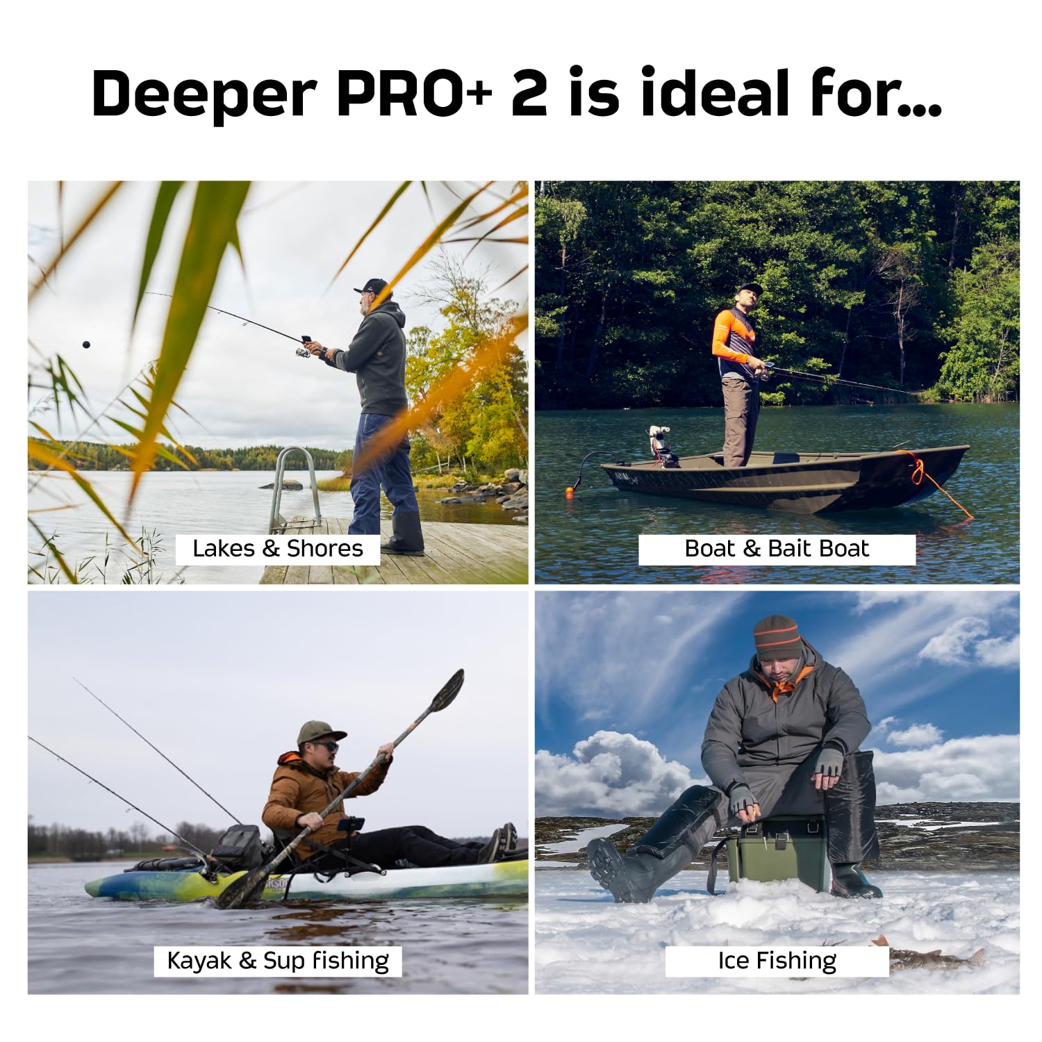 Deeper PRO+ 2 Sonar - Portable Fish Finder and Depth Finder for Kayaks, Boats and Ice Fishing with GPS Enabled | Castable Deeper Sonar with Free User Friendly App