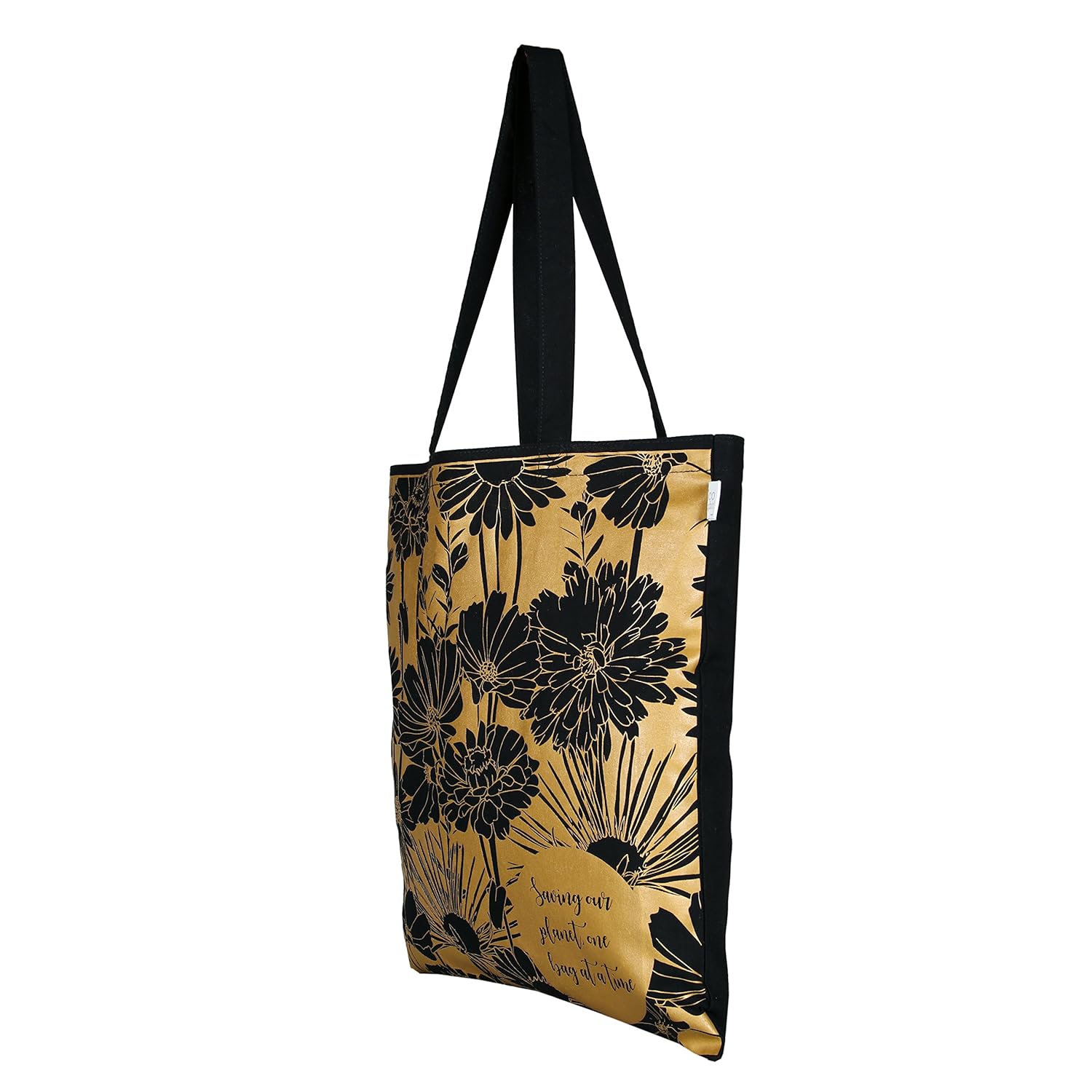 ecoright reusable 100% cotton (lightweight) ecofriendly tote bag printed "flowers"
