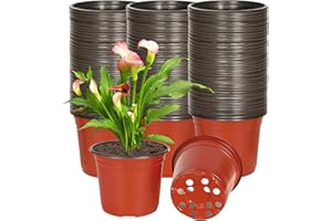 JNYONG 6 Inch 240 Pack Plastic Nursery Pots with Drainage Holes,Plastic Seed Starting Pots, Reusable Seedling Flower Plant Container for Succulents, Seedlings, Cuttings, Transplanting