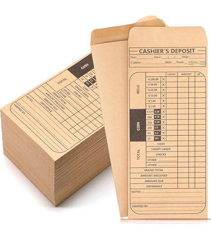 Guardian Cash Deposit Envelopes - Self Seal Bank Deposit Bags, Pack Of 500