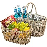 Edergoo Picnic Basket for 2 Pack, Natural Nesting