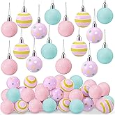 24 Pcs Mini Pastel Christmas Ornaments Decor for Tree Christmas Pink Bulb Balls Hanging Candy Ball Rainbow for Home Xmas Tree Party Centerpiece Wreath Garland Holiday, 1.57 Inch