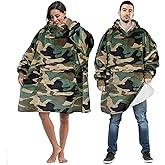 Tirrinia Oversized Blanket Hoodie, Wearable Fluffy Sherpa Blanket, Cozy Sweatshirt Blanket Gift for Adult Women Men Girlfriend, Camo