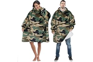 Tirrinia Oversized Blanket Hoodie, Wearable Fluffy Sherpa Blanket, Cozy Sweatshirt Blanket Gift for Adult Women Men Girlfriend, Camo