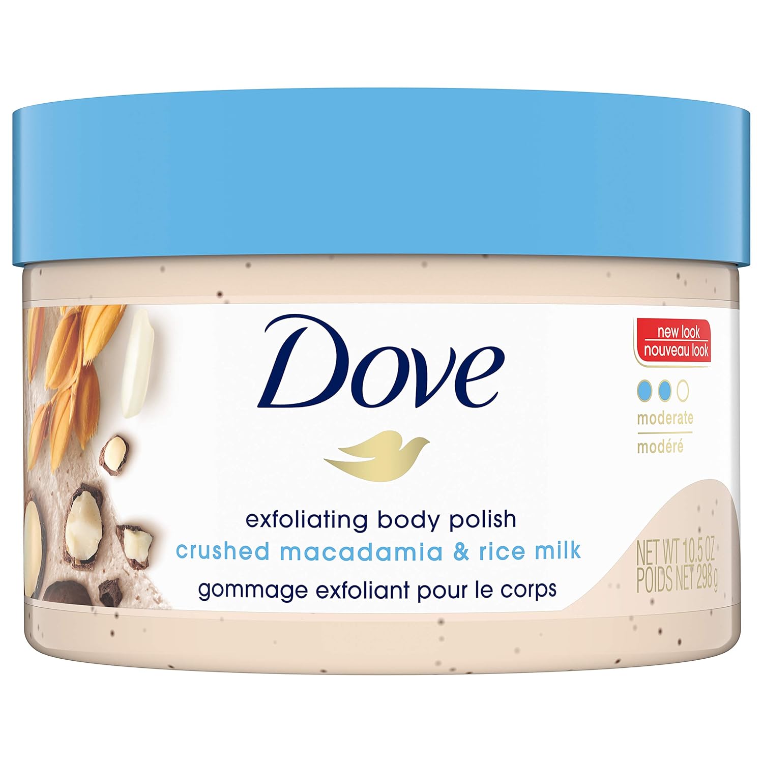 Dove Exfoliating Body Polish Body Scrub To Help Revive Dry, Dull Skin Macadamia & Rice Milk Polishes and Nourishes Your Skin 10.5 oz : Beauty