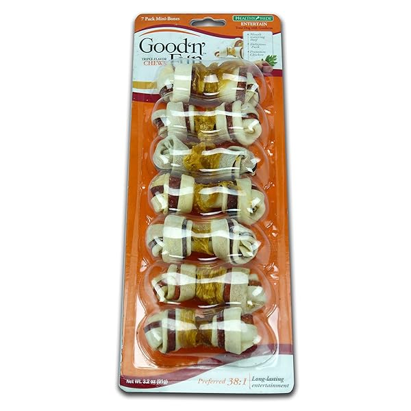 GOOD ‘N’ FUN TRIPLE FLAVOR MINI RAWHIDE CHEWS,...
