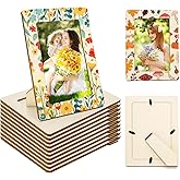 Lawei 12 Pack DIY Wood Picture Frames for Crafts, Unfinished Wooden Photo Picture Frames for 4 x 6 in Photos, Standing Blank