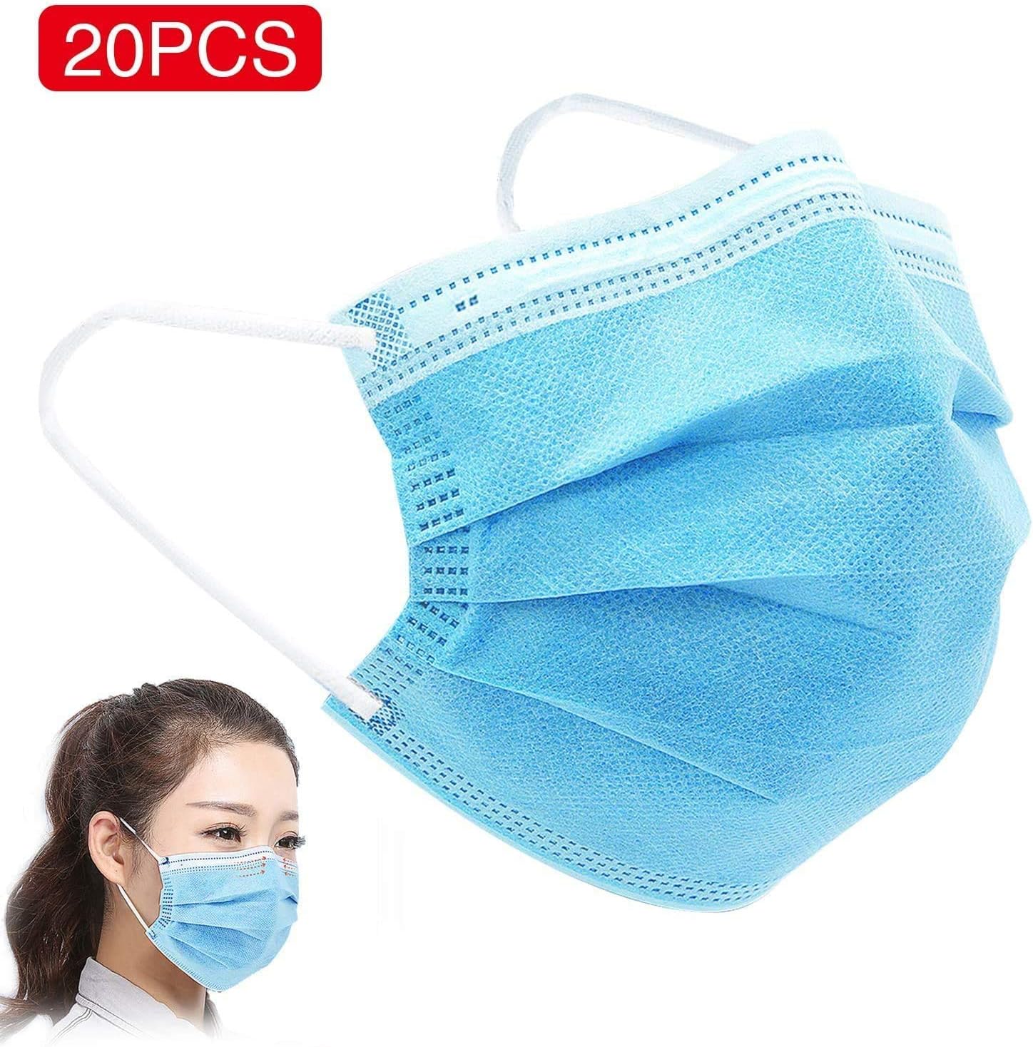 DTBG Wearing Face Mouth Cover 3 Layer 20 Pieces