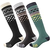 OutdoorMaster Ski Socks, Snowboarding Socks for Men & Women, Thermal Winter Warm & Breathable, Over The Calf Non-Slip Cuff