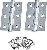 EAI Door Hinges 3 Inch 76mm Ball Bearing Pair Polished Chrome with Screws