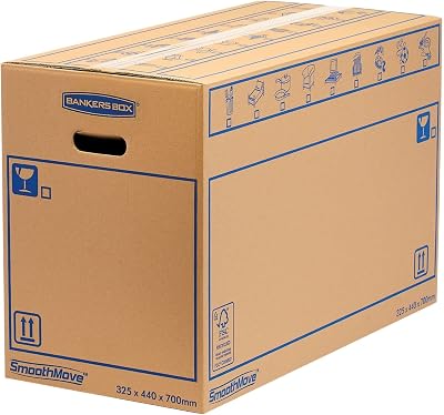 BANKERS BOX Extra Large 100L Moving Boxes 5 Pack Double Wall Handles Brown