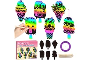 CY2SIDE Ice Cream Scratch Cards - 60PCS Summer Sweet Candy Ornament Scratch Crafts Card Gift Set for Kids Cones Magic Art Rainbow Color Craft Scratch Kit for Kids Birthday Party Favors School Activity