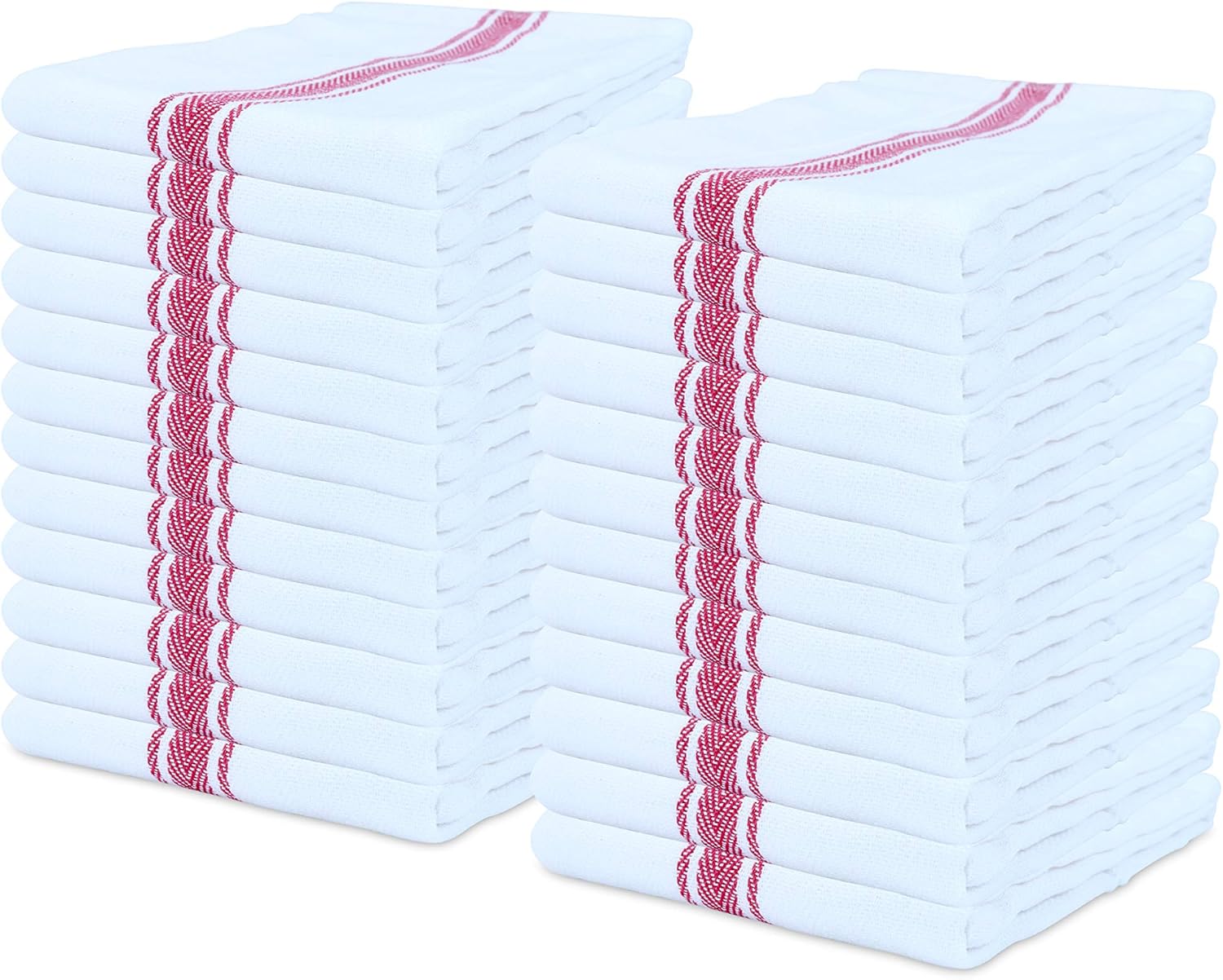 Arkwright Sloppy Chef Herringbone Kitchen Towels with Red