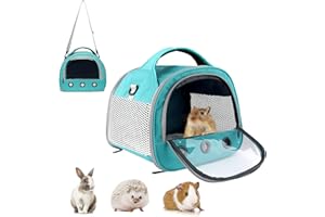 HOSUKKO Small Pet Carrier Bag with Mat Guinea Pig Travel Carrier with Strap Portable Breathable Rabbit Carrier Outdoor Pet Bag for Ferret Bunny Hedgehog Guinea Pig(10" L x 10" W x 12" H)
