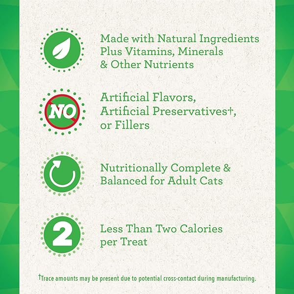 FELINE GREENIES SMARTBITES SKIN & FUR HEALTH CRUNCHY AND SOFT NATURAL CAT TREATS, SALMON FLAVOR, 4.6 OZ. PACK