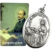 Westmon Works St Ignatius Loyola Medal Set Italian Metal Medallion with Holy Prayer Card