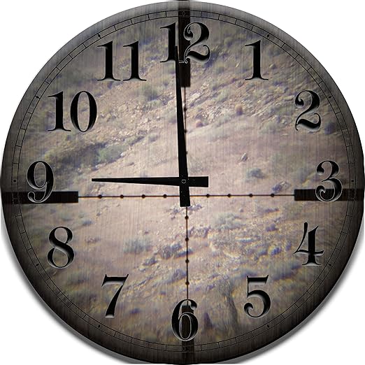 Amazon Com Large Wood Wall Clock Sniper View Through Rifle Scope Military Hunting Shooting Long Ran Wood Wall Art Home Decor Home Kitchen