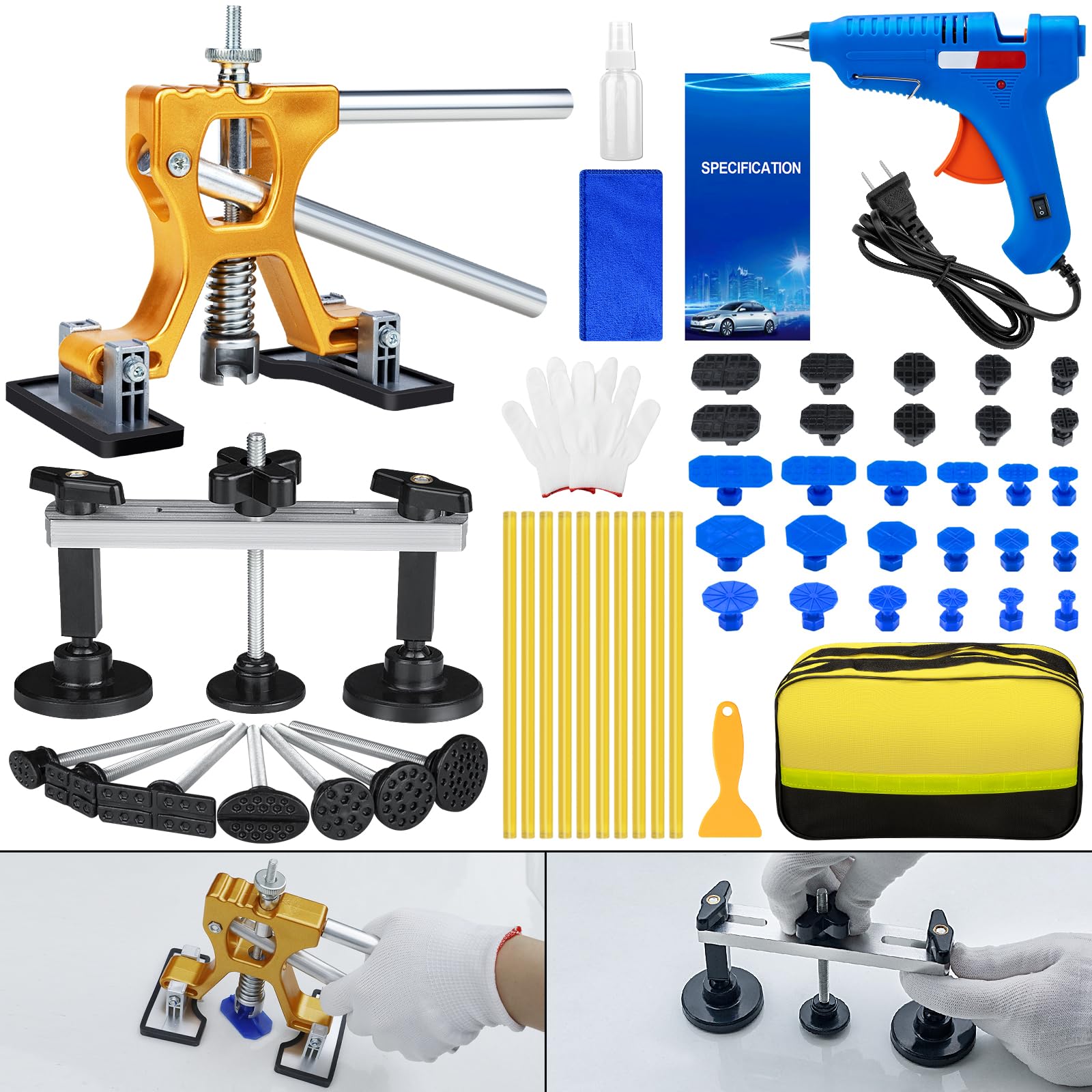 Photo 1 of Bitlyle Car Dent Puller Kit, 56PCS Paintless Dent Removal Tools, Car Dent Repair Kit Adjustable Dent Lifter,Bridge Puller, Dent Remover Tool for Car Auto SUV Hail Damage DIY Repair
