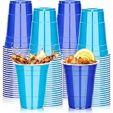 KesaPlan 100PCS 16oz Plastic Cups, Blue and Light Blue Cups Party Cups | Disposable Drinking Cups for Party Family Gatherings Birthday Graduation Wedding Picnic Holiday Supplies Festive Celebration