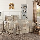 VHC Brands Sawyer Mill Charcoal Patchwork Farmhouse Bedding Reversible 3- Piece Quilt Set - Includes 1 (One) California King Quilt and 2 (Two) King Sized Pillow Shams