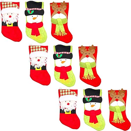 Immagini Natalizie Disegni.Set Deluxe Di Calze Natalizie In Feltro Disegni Babbo Natale Pupazzo Di Neve Renna Amazon It Casa E Cucina