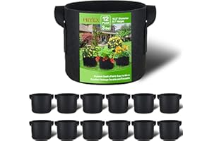 PHYEX 12-Pack 3 Gallon Nonwoven Grow Bags, Heavy Duty Aeration Fabric Pots with Durable Handles, Come with 12 Pcs Plant Labels