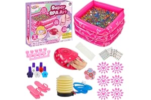 SENSE&PLAY Kids Spa Kit for Girls, The Spa Deluxe Gift Set Include, Kids Nail Polish Set for Girls, Soothing Water Beads Foot Spa for Kids, Pink Inflatable Foot Tub