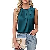 Blooming Jelly Womens Summer Tank Tops Business Casual Outfits Satin Blouse Dressy Work Shirts Spring Clothes