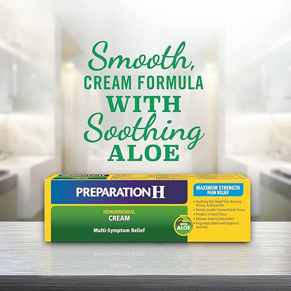 PREPARATION H HEMORRHOID SYMPTOM TREATMENT CREAM (0.9 OUNCE TUBE), MAXIMUM STRENGTH MULTI-SYMPTOM PAIN RELIEF WITH ALOE