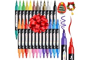 TBC The Best Crafts 24 Colors Dual Tip Acrylic Paint Markers,Waterproof, Non-Toxic, odorless, Suitable for Paper, Pottery, Stones, Backpacks, Glass