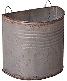 Red Co. Small Aged Metal Half Bucket Planter, Wall Pocket Storage, Country Farmhouse Décor, 6 Inches