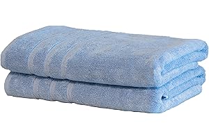 Mosobam Luxury Turkish Set of 2 Bath Towels 30X58 Allure Blue Oversize 700 GSM Bamboo Viscose & Aegean Turkish Combed Cotton