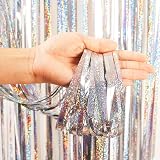 YAAVAAW 2pcs Glitter Silver Tinsel Curtain Backdrop 3.2x8.3ft view 3