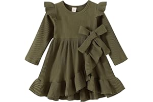 YOUNGER TREE Toddler Baby Girls Fall Clothing Solid Cotton Pit Irregular Skirt Winter Dress Long Sleeve Skirt Outfits