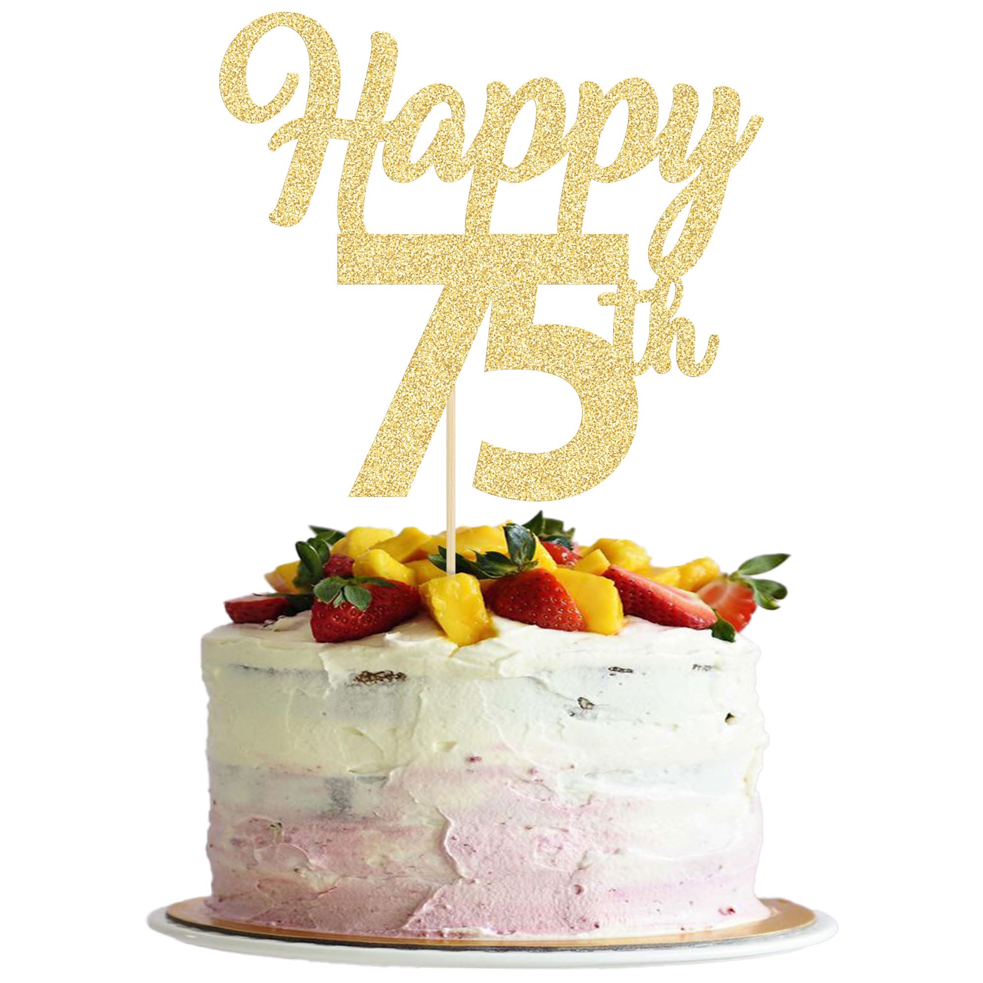 3Pcs Happy 75th Cake Topper Gold Glitter Number 75 Decorations 75th Birthday Cake Pick Decorations for Cheers to 75 Years Old 75th Birthday Wedding Anniversary Party Supplies