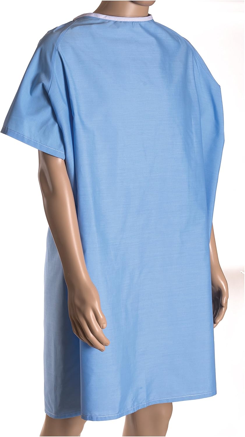 DMI Hospital Gown, Easy Access Patient Gown, Blue Hospital Gown, Blue: Health & Personal Care